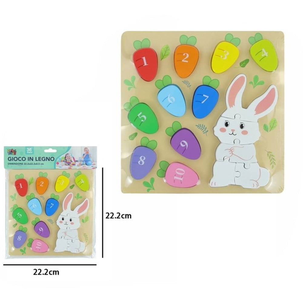 Gioco Di Conteggio Abbinamento Numeri Puzzle In Legno Tema Coniglio Per Bambini 32370 --1