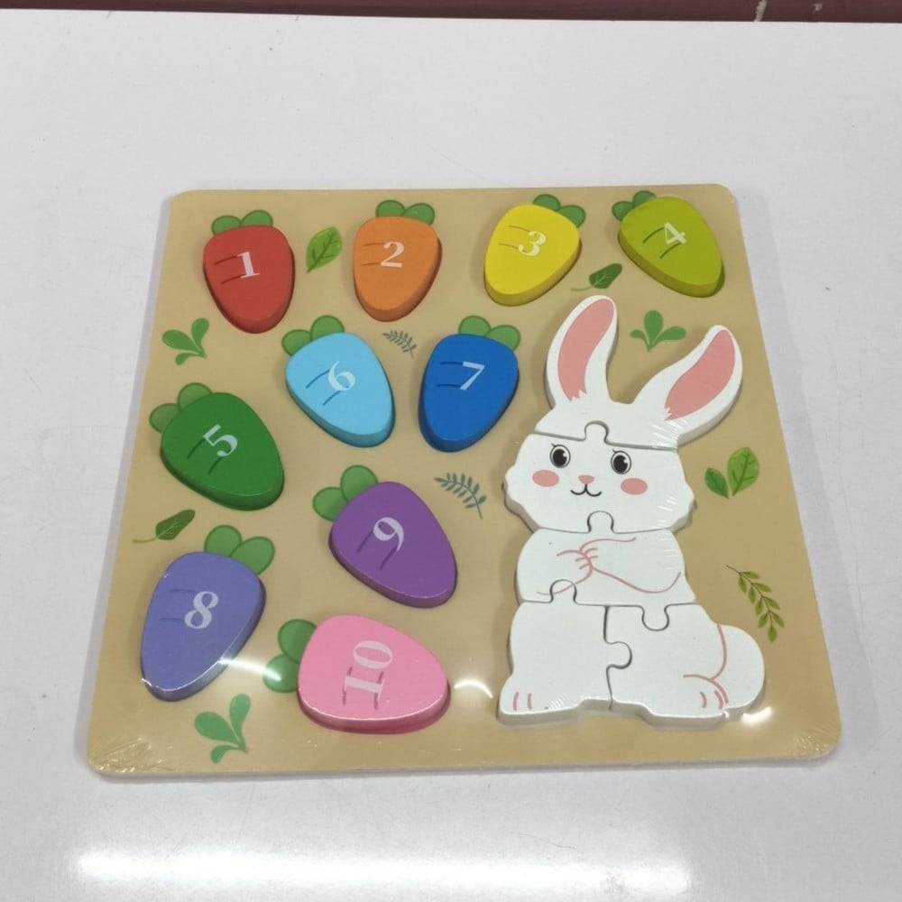 Gioco Di Conteggio Abbinamento Numeri Puzzle In Legno Tema Coniglio Per Bambini 32370 --2