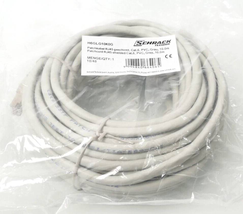Schrack Patchkabel RJ45 geschirmt, Cat. 6, PVC, Grigio, 10m | H6GLG10K0G-0