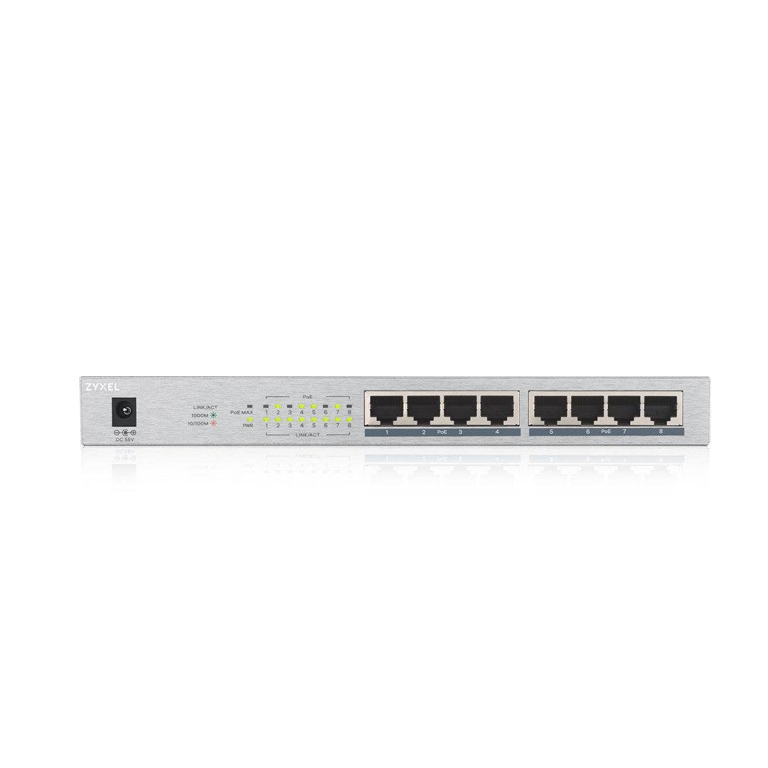 Zyxel switch unmanaged 8 porte gigabit (8 porte poe, fino a 60w), chassis metallo, desktop porte poe, fino a 60-2