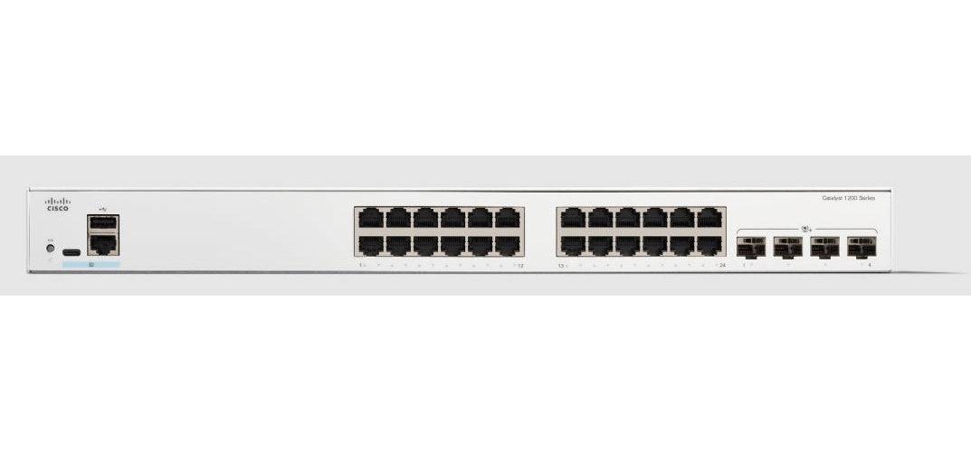 Cisco catalyst 1200-24t-4x switch gestito l3 - 24 x 10/100/1000 + 4 x 10gb ethernet sfp+ montabile su rack-0