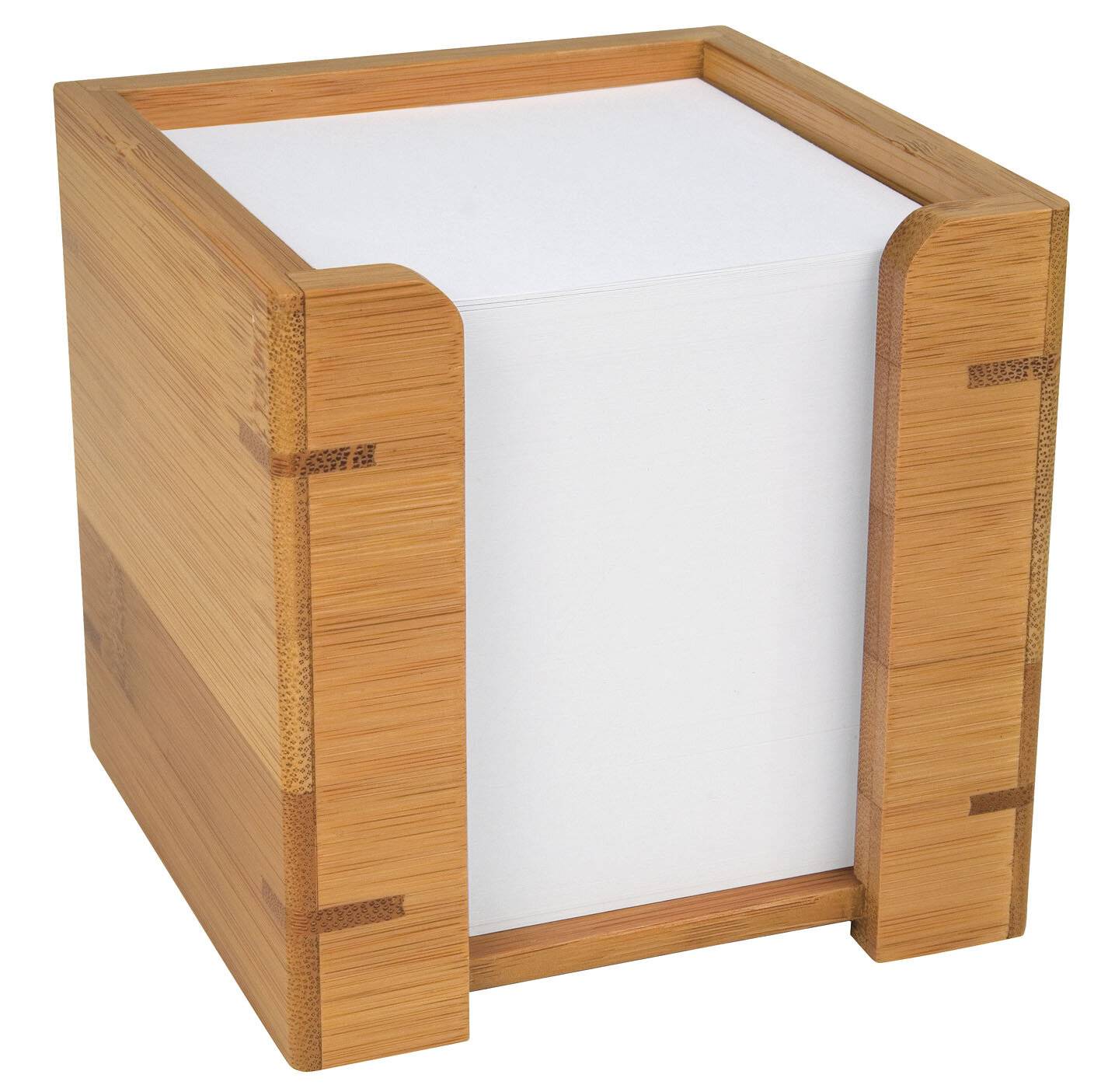 WEDO Zettelbox, aus Bambus, mit Papier mit 900 Blatt weißem Papier gefüllt (90 x 90 mm) (61 707)-3