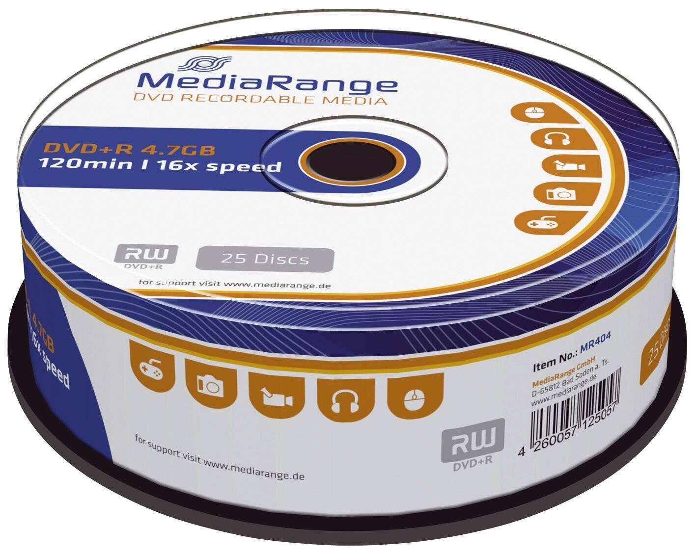 MediaRange MR404 4,7 GB DVD+R 25 pz (MediaRange - DVD+R x 25 - 4.7 GB - lag)-2