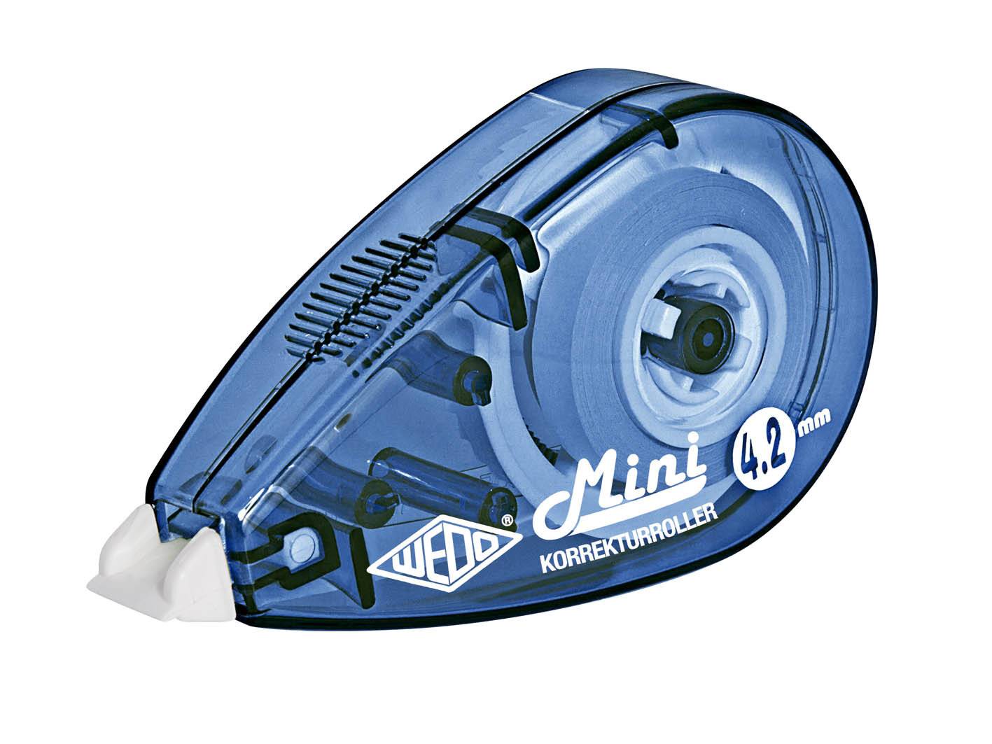 WEDO Korrekturroller Mini, 4,2 mm x 6 m, farbig sortiert sofort überschreibbar, ohne Lösungsmittel, Gehäuse aus (257 042-2
