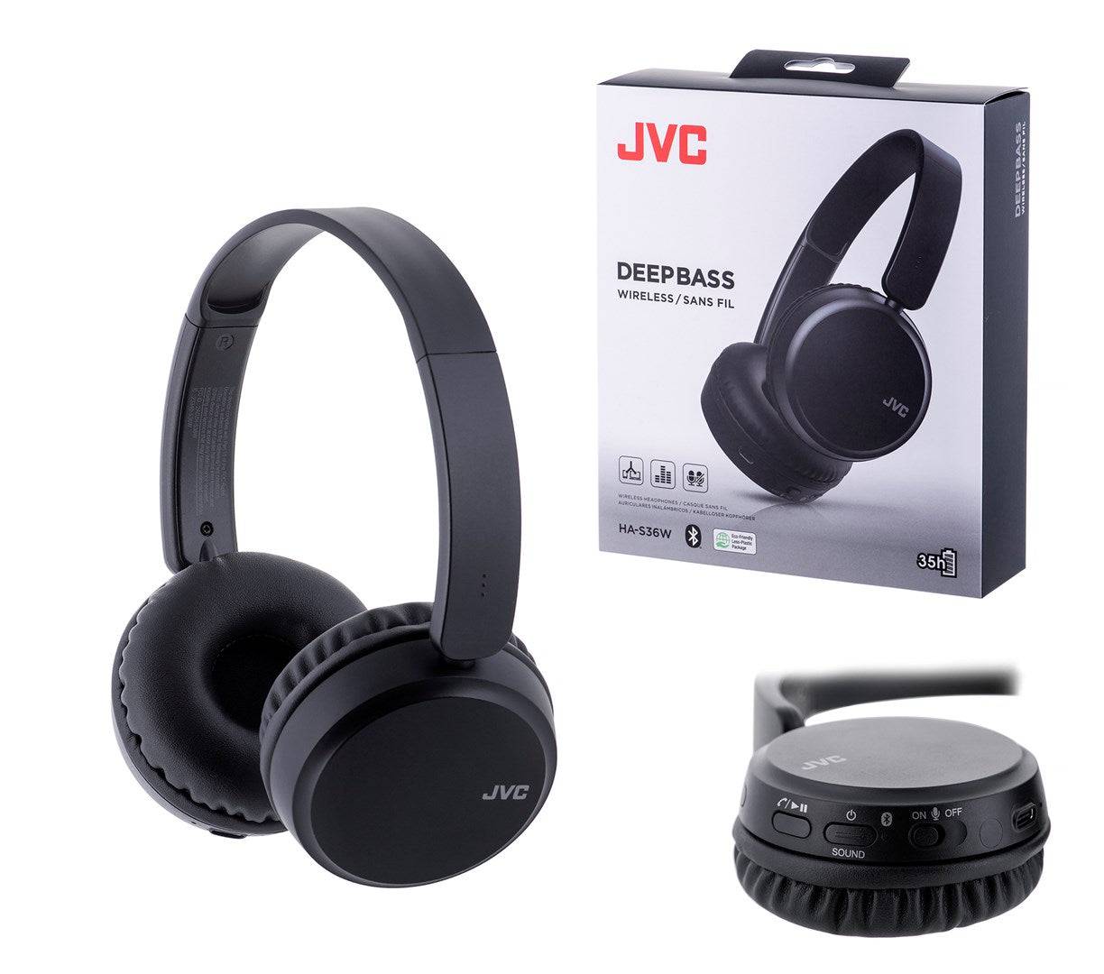 Jvc HA-S36W Cuffie Wireless A Padiglione Musica e Chiamate Bluetooth Nero-0