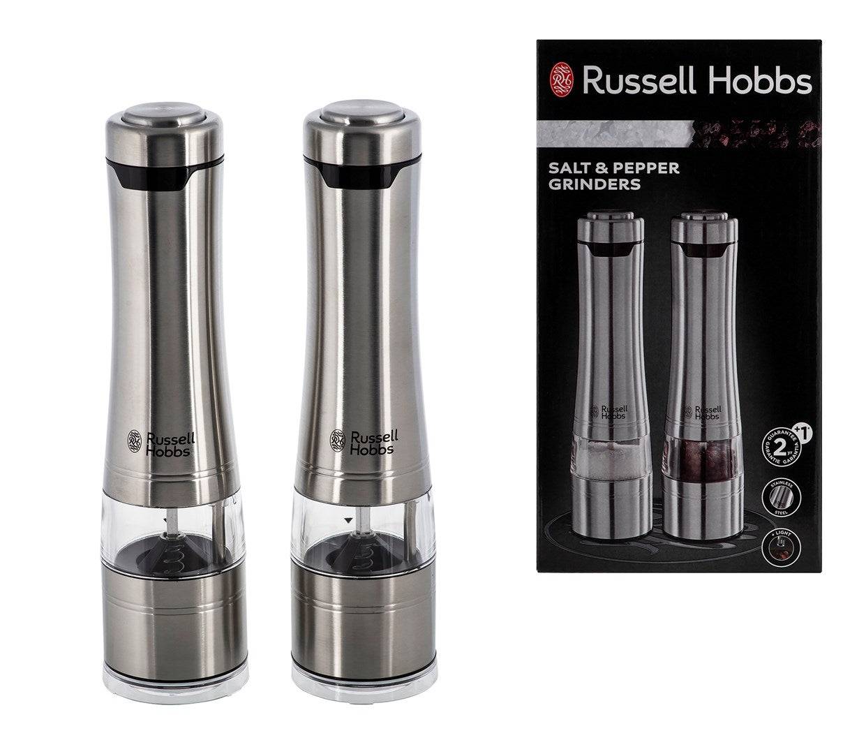 Set macina sale e pepe - RUSSELL HOBBS - 23460-56/RH - Macinazione fine o grossa - Luce LED - Acciaio spazzolato-0