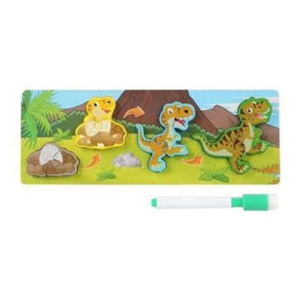 Lavagna Puzzle In Legno A Incastro Ciclo Crescita Dinosauro Gioco Educativo Bambini 74996 -