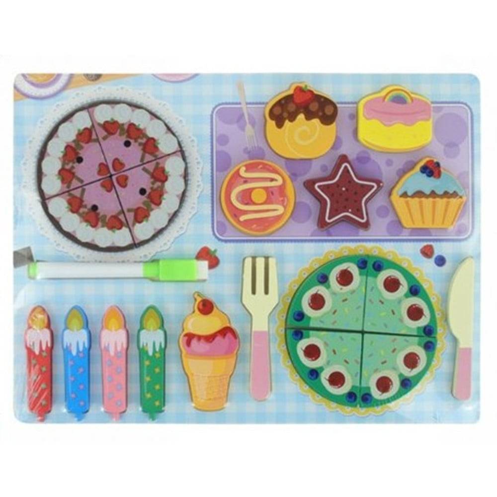 Set Puzzle Lavagna Gioco In Legno Reversibile Educativo Bambini Tema Dolci Torte 32375 --0