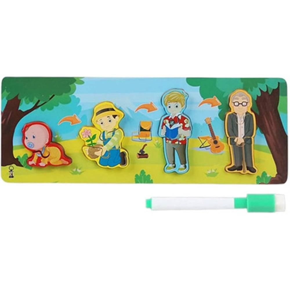 Lavagna Puzzle In Legno A Incastro Ciclo Crescita Uomo Gioco Educativo Bambini 74998 --0