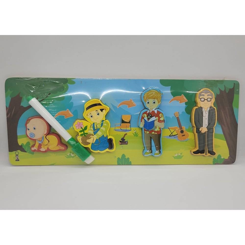 Lavagna Puzzle In Legno A Incastro Ciclo Crescita Uomo Gioco Educativo Bambini 74998 --4