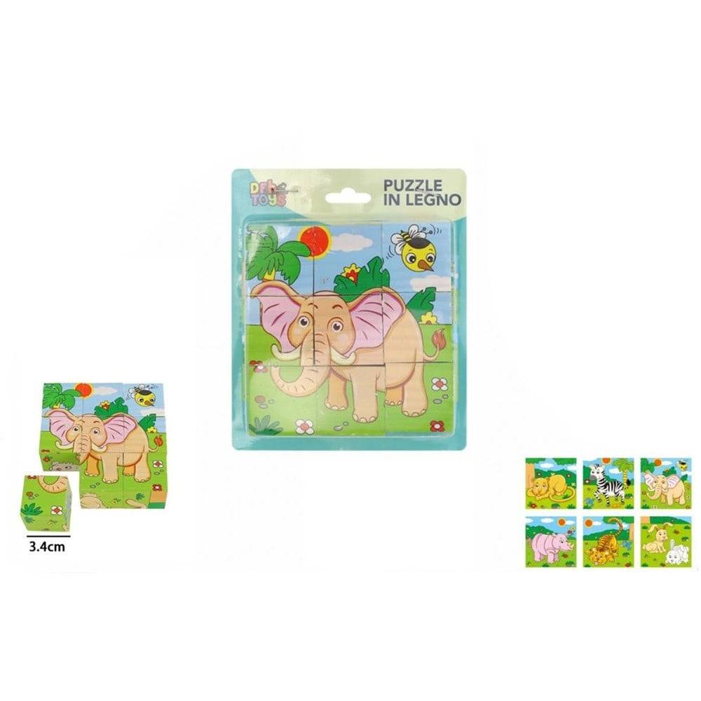 Puzzle Rompicapo Cubi Legno Bambini Design Animali Giungla Savana Giochi Educativi 31583 --1