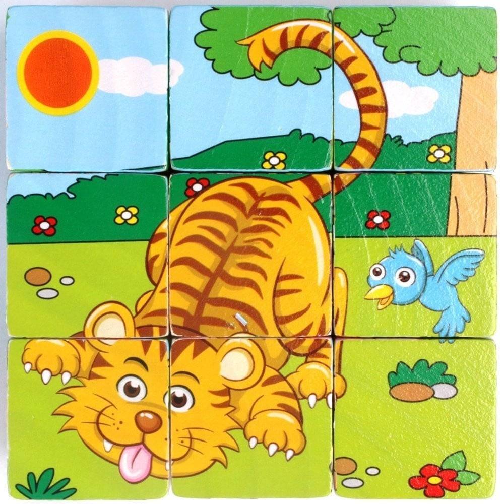 Puzzle Rompicapo Cubi Legno Bambini Design Animali Giungla Savana Giochi Educativi 31583 --2
