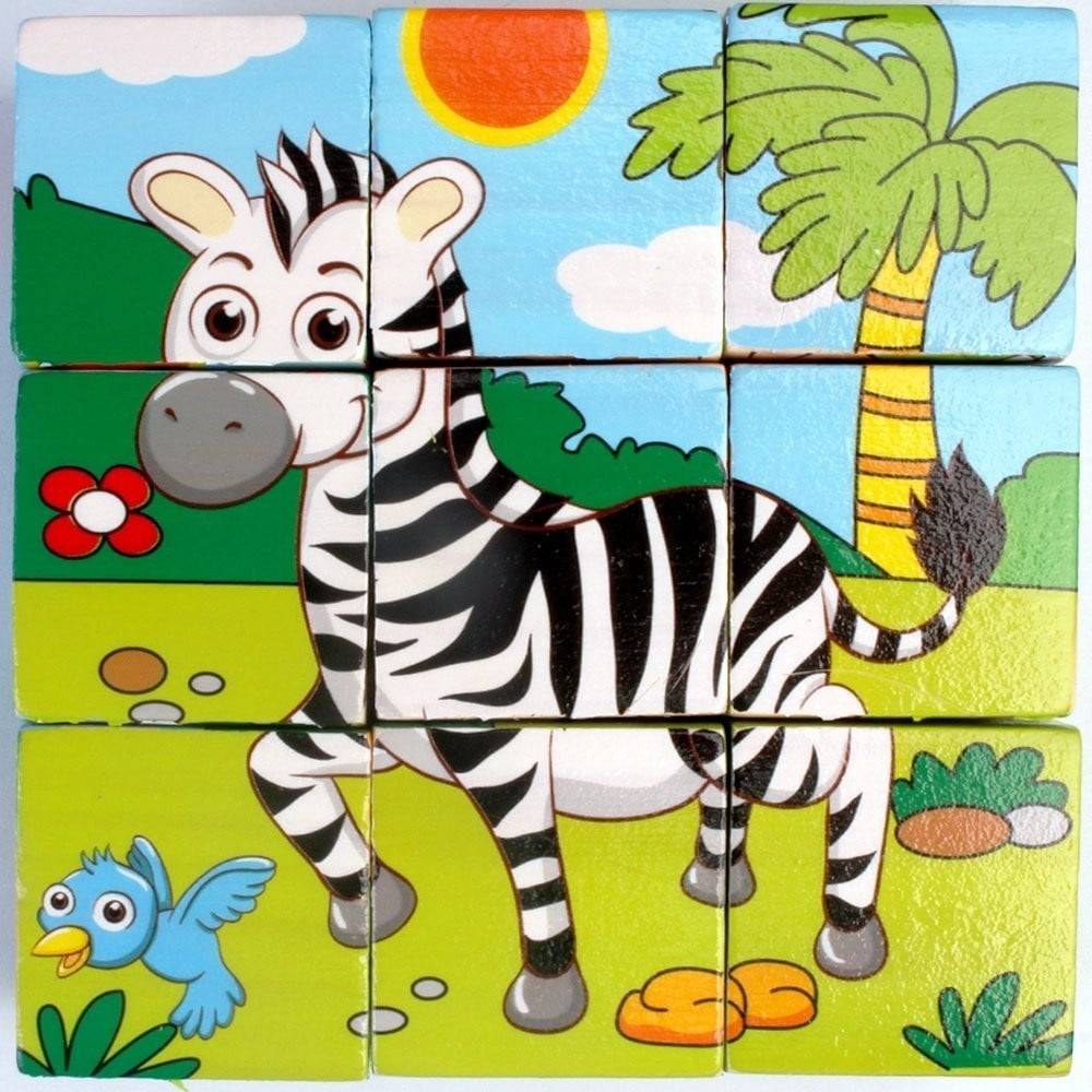 Puzzle Rompicapo Cubi Legno Bambini Design Animali Giungla Savana Giochi Educativi 31583 --4