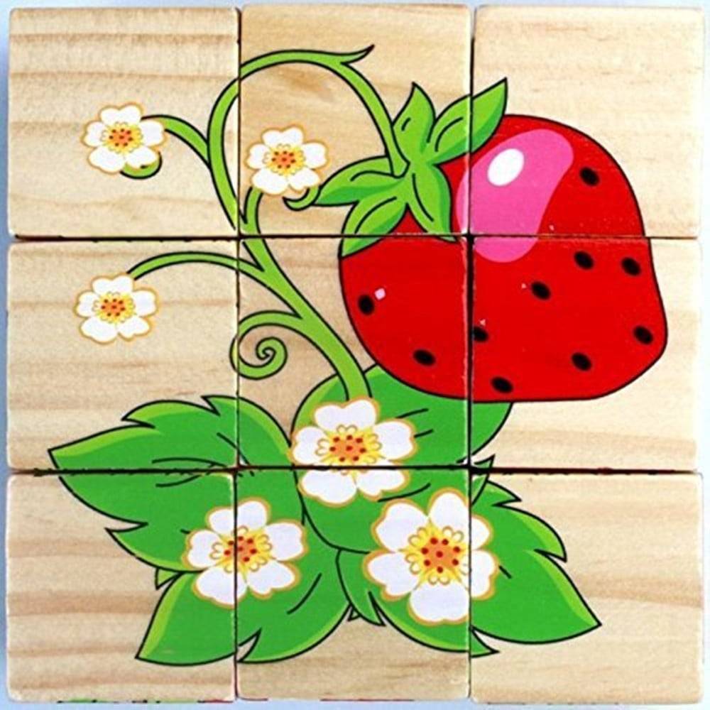 Puzzle Rompicapo Cubi In Legno Per Bambini Design Frutta Giocattoli Educativi 31589 --2