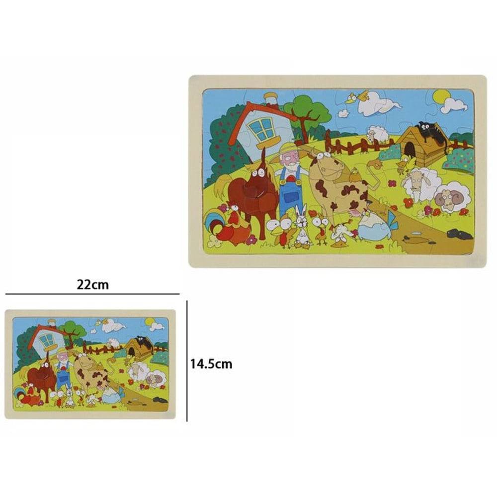 Set 2 Pz Puzzle Educativo In Legno Tema Fattoria Gioco Regalo Infanzia Bambini 07307 --1