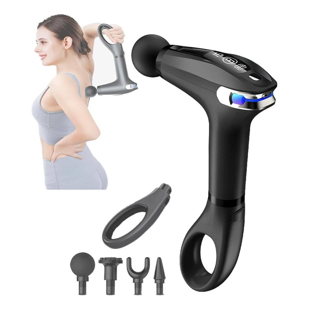 Pistola Massaggio Muscolare A Percussione Con Manico Estensibile Per Corpo 4 Testine --0