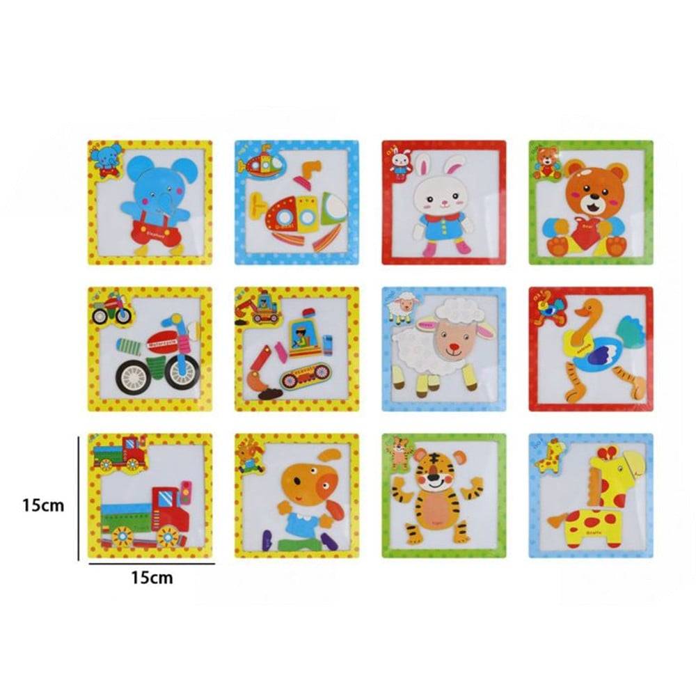 Set 2pz Mini Puzzle Magnetico In Legno A Incastro Multicolore 15x15cm Per Bambini 53557 --1