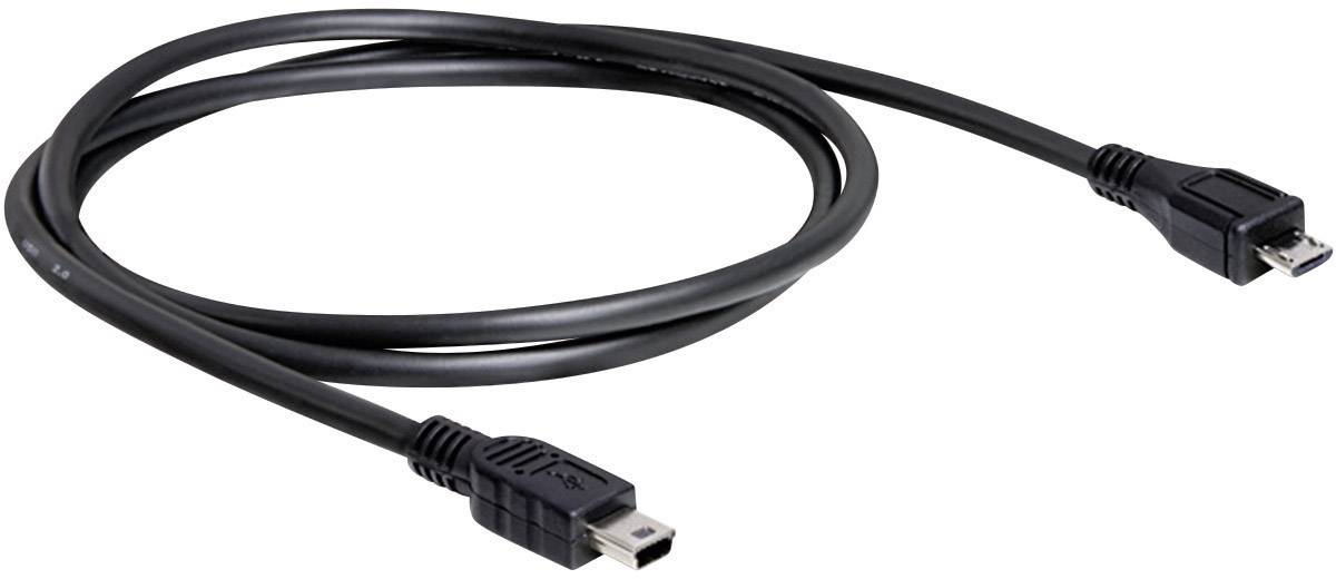 Delock Cavo USB USB 2.0 Spina USB-Micro-B, Spina USB-Mini-B 1.00 m Nero contatti connettore dorati, Certificato UL 83177-1