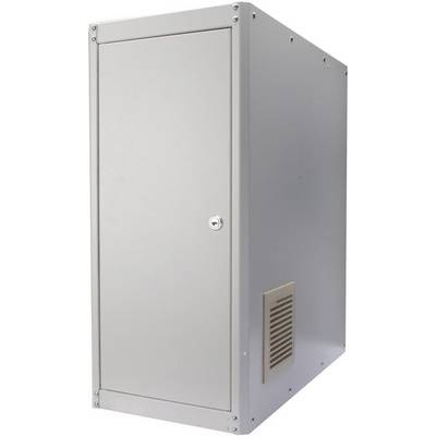 Armadio metallico chiuso, con griglia di ventilazione sul lato.