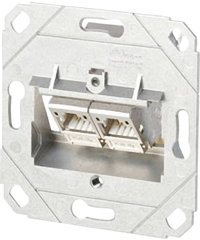 Cornice metallica con modulo integrato di connessione di rete doppia per montaggio a parete. Adatta per connessioni di cavi di rete in edifici.