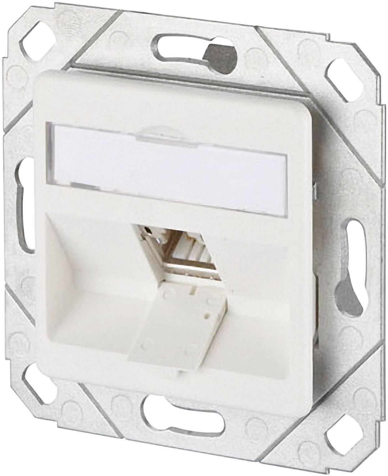 Presa di rete in metallo e plastica, adatta per il montaggio a incasso. Idonea per il collegamento di dispositivi di rete.