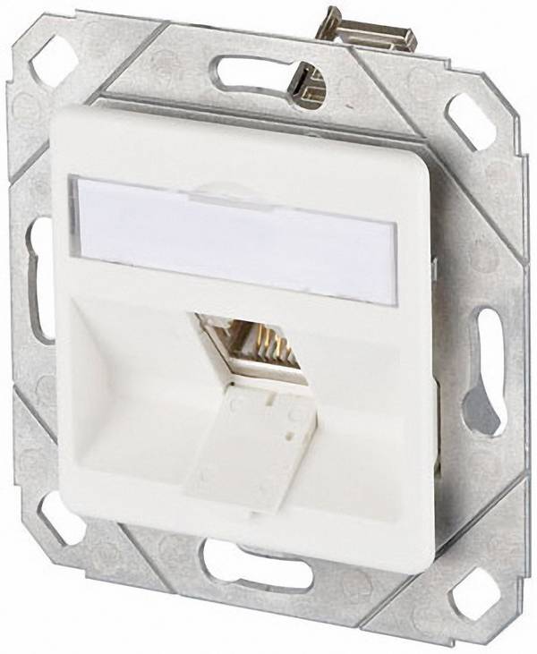 Metz Connect Presa di rete Da incasso Inserto con piastra centrale CAT 6 1 Porta Bianco puro