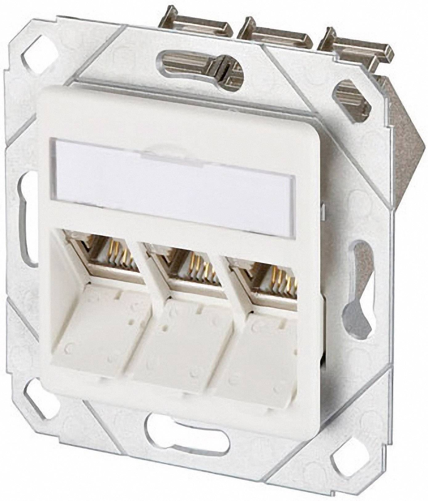 Metz Connect Presa di rete Da incasso Inserto con piastra centrale CAT 6 3 Porte Bianco puro-0