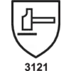 Emblema di un martello in uno scudo, con il numero '3121' sotto. Simboleggia protezione o resistenza contro influenze fisiche.