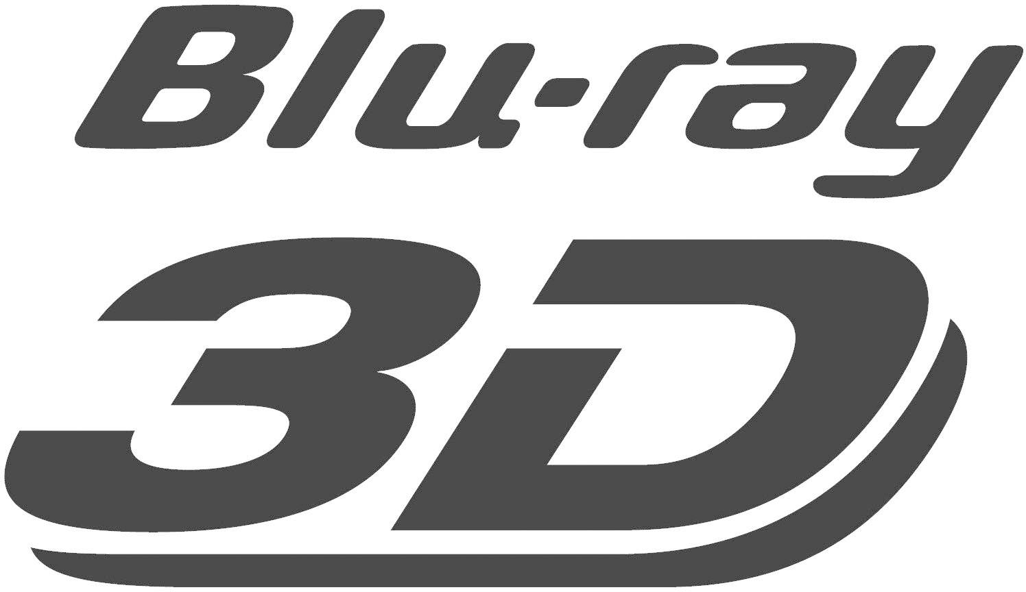 L'immagine mostra il logo 'Blu-ray 3D' in testo grigio, che rappresenta la tecnologia dei dischi Blu-ray con funzione di riproduzione 3D.
