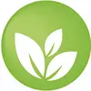 Un simbolo verde con foglie bianche che rappresenta concetti ecologici o pratiche sostenibili.