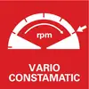 Un simbolo rosso mostra un contagiri con il testo 'rpm', sotto il quale appare in bianco 'VARIO CONSTAMATIC'.