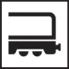 Una rappresentazione semplificata di un vagone ferroviario su sfondo nero, che simboleggia un servizio di trasporto ferroviario.