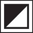 Quadrato in bianco e nero diviso da una linea diagonale in due triangoli. Il triangolo in basso a destra è nero, mentre quello in alto a sinistra è bianco.