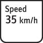 'Cartello con limite di velocità 35 km/h.'