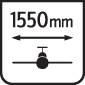 '1550 mm' indica la larghezza di un oggetto in millimetri con una freccia e un simbolo che rappresenta una vista dall'alto.