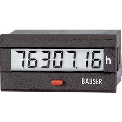 Digitale bedrijfsurenteller met rode knop, toont '76307,16 u'.