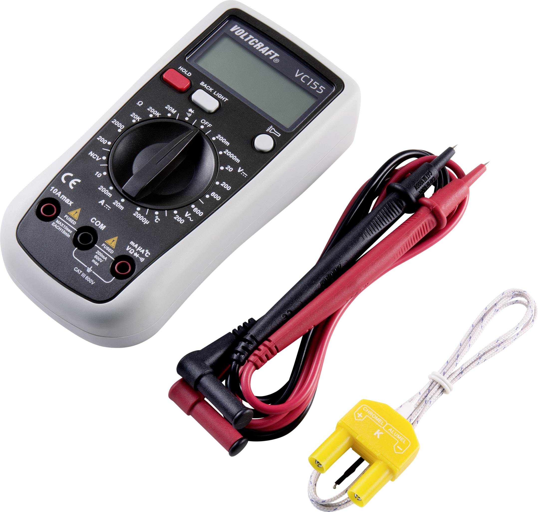 VOLTCRAFT VC155 Multimeter Digitaal CAT III 600 V Weergave (counts): 2000-3
