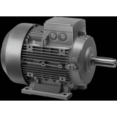 Een zilveren elektromotor met ventilatiesleuven, cilindrische as en bevestigingsvoet, geschikt voor industriële toepassingen.