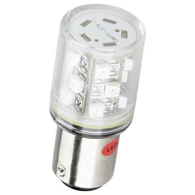 Een LED-lamp in cilindrische vorm met talrijke kleine lichtdiodes aan de binnenkant en een metalen fitting onderaan.