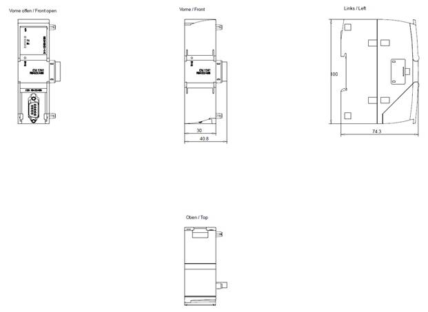 Diagram van een connector met genummerde pinnen 1 en 9. Toont bedrading van pin 9 naar meerdere terminals. Inclusief aardingssymbool.