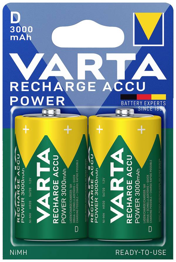 Varta RECH.AC.Power D3000mAh BLI2 Oplaadbare D batterij (mono) NiMH 3000 mAh 1.2 V 2 stuk(s)