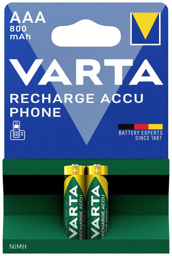 Varta RECH.AC.Phone AAA800mAh BLI2 Oplaadbare AAA batterij (potlood) NiMH 800 mAh 1.2 V 2 stuk(s)