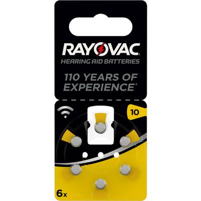 Rayovac Knoopcel ZA10 1.4 V 6 stuk(s) 105 mAh Zink-lucht Hearing Aid Batteries 10 Bli 6