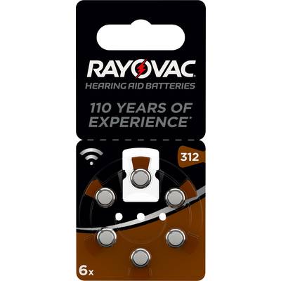 Rayovac Hearing Aid Batteries 312 Bli ZA312 Knoopcel Zink-lucht 1.4 V 180 mAh 6 stuk(s)