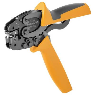 Een oranje-zwarte krimptang voor elektrische verbindingen, met een robuuste constructie en ergonomische handgreep voor gemakkelijke bediening.