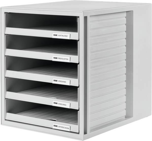 HAN HAN - Schubladenschrank - 5 Schubfächer - für C4 1401-11 Ladebox Lichtgrijs DIN A4 Aantal lades: 5