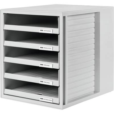 HAN Schubladenbox SCHRANK-SET 1401-11 Ladebox Lichtgrijs DIN A4 Aantal lades: 5