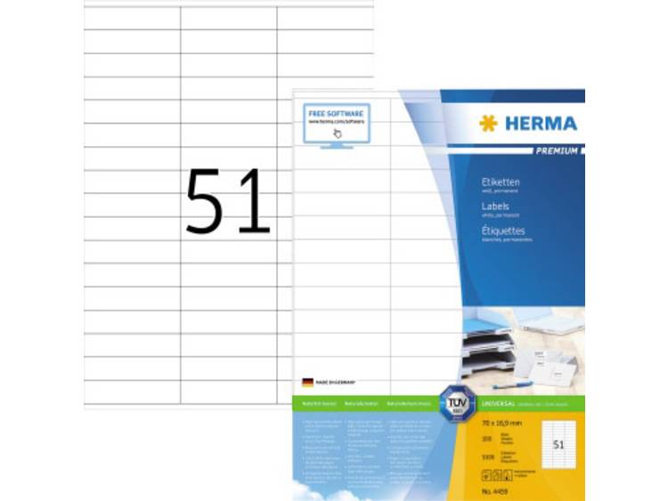 Etiket Herma 4459 70x16.9mm premium wit 5100stuks
