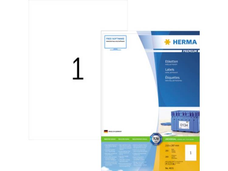 Etiket Herma 4631 210x297mm A4 premium wit 200stuks