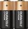 Twee Duracell lithiumbatterijen naast elkaar, beide met een koperen bovenkant en zwart lichaam, positief gemarkeerd.